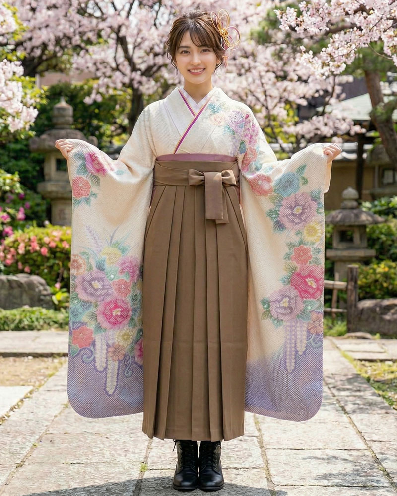 卒業式袴 x 振袖 – レンタル – 茶11