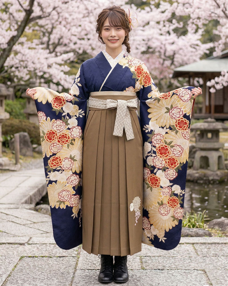 卒業式袴 x 振袖 – レンタル – 茶12