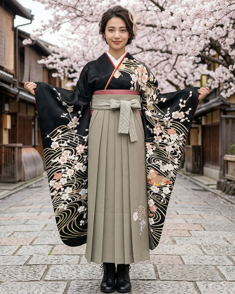 卒業式袴 x 振袖 – レンタル – 茶07