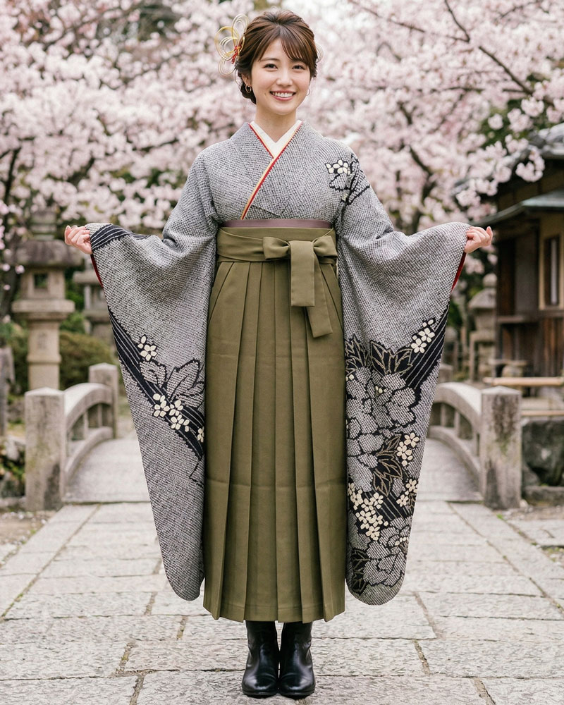卒業式袴 x 振袖 – レンタル – 抹茶