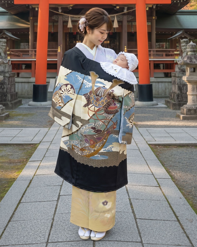 お宮参り_七五三_一ッ身_初着_レンタル_加賀友禅_金沢_着姿