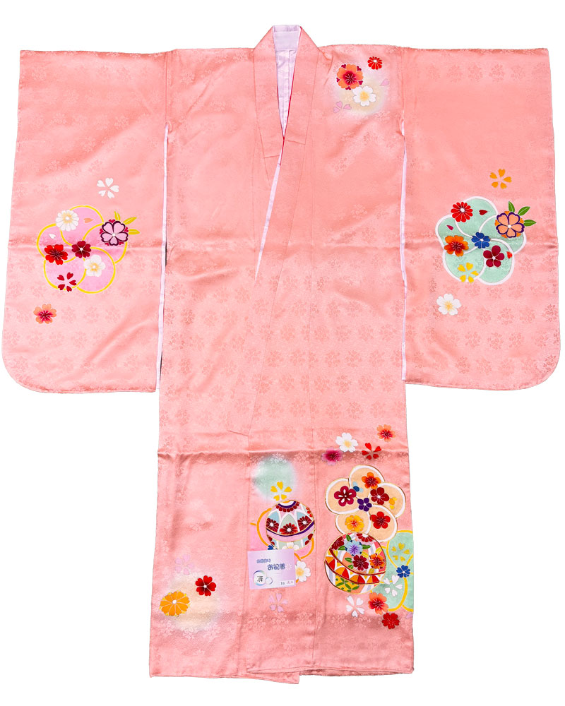 【新品】七五三 7歳 女児 レンタル -手描き正絹- ピンク