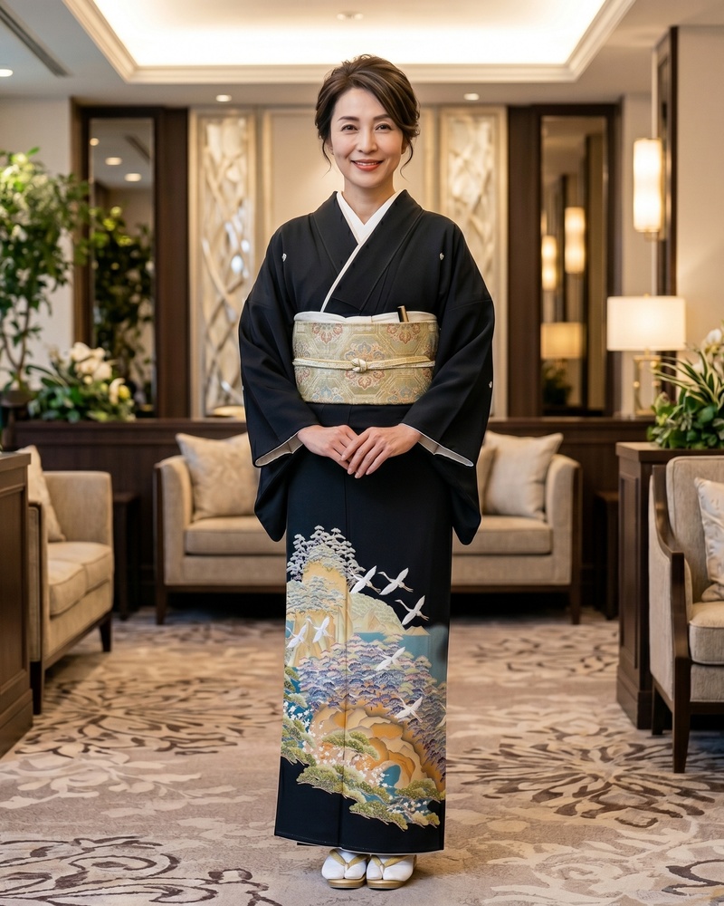 加賀友禅 – 黒留袖レンタル – 百貫廣樹 –