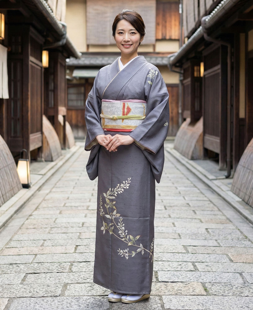 加賀友禅 牛首紬付下　多崎元人作