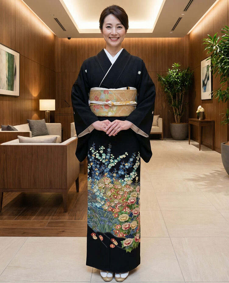 加賀友禅 – 黒留袖レンタル02