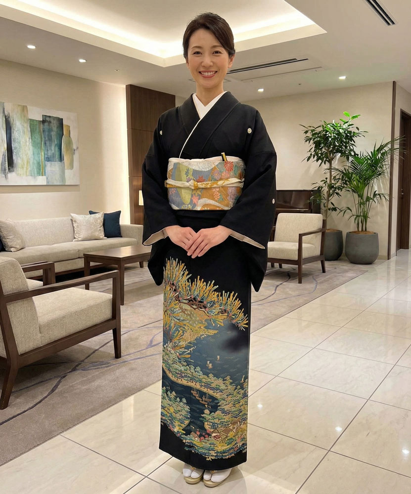 加賀友禅 – 黒留袖レンタル05