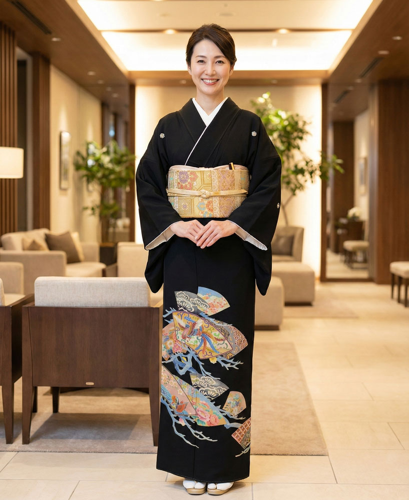 加賀友禅 – 黒留袖レンタル06