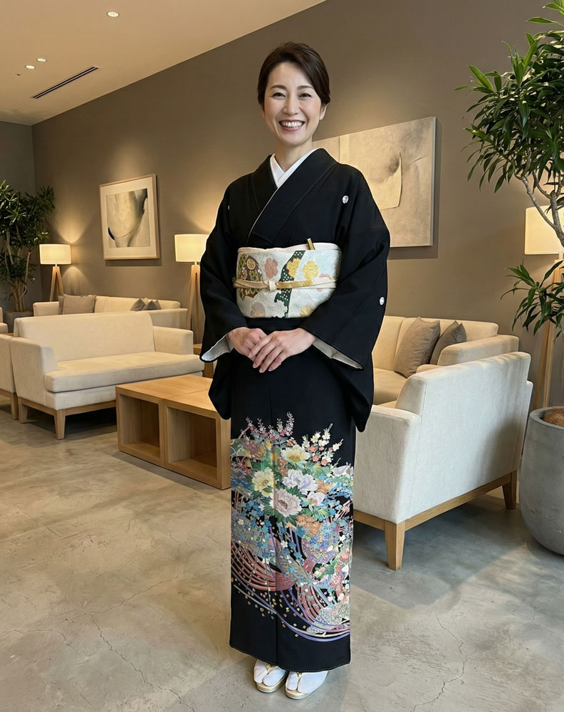 加賀友禅 – 黒留袖レンタル07