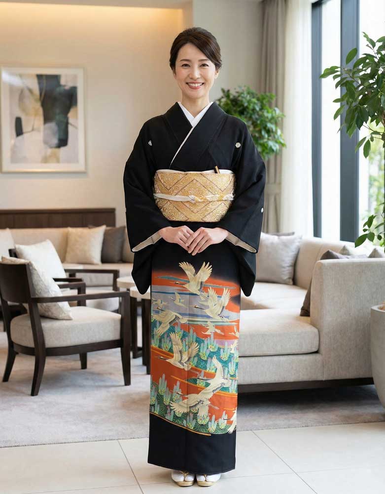 加賀友禅 – 黒留袖レンタル01