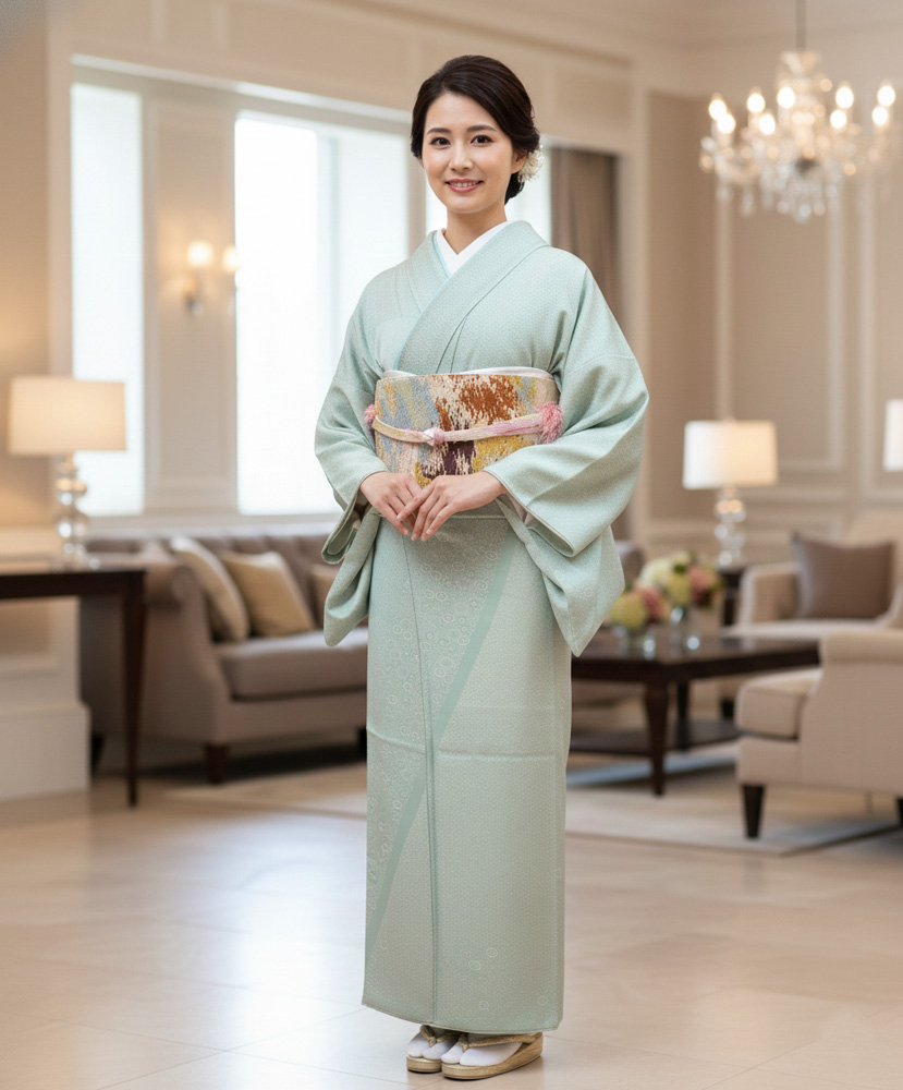 加賀友禅型染 – 訪問着レンタル – 坂口裕章 – 緑