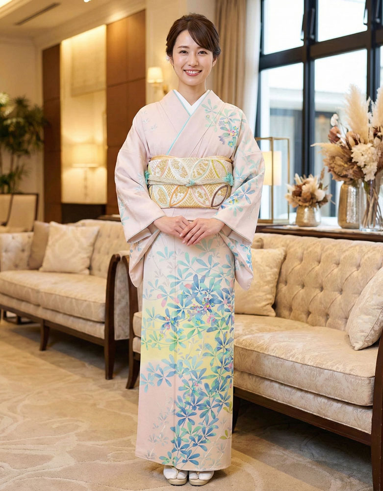 加賀友禅 – 訪問着レンタル – ピンク