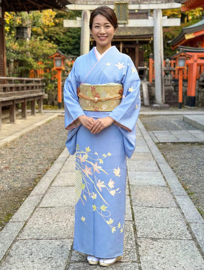 加賀友禅 – 訪問着レンタル – 水色01