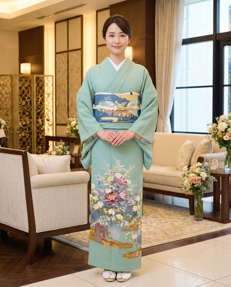 京友禅 – 色留袖レンタル – 緑