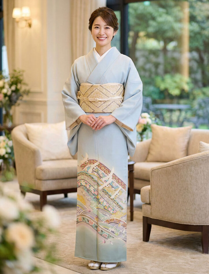 加賀友禅 – 色留袖レンタル – 水色