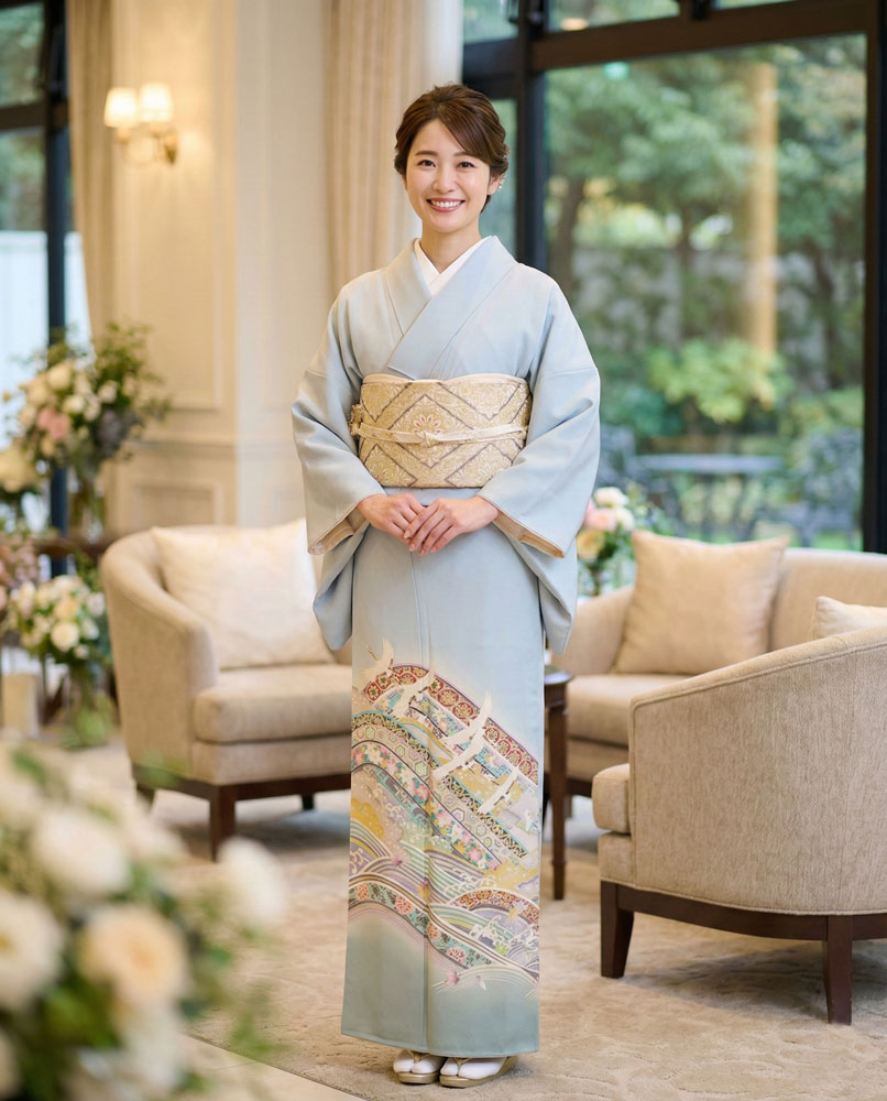 加賀友禅 – 色留袖レンタル – 水色
