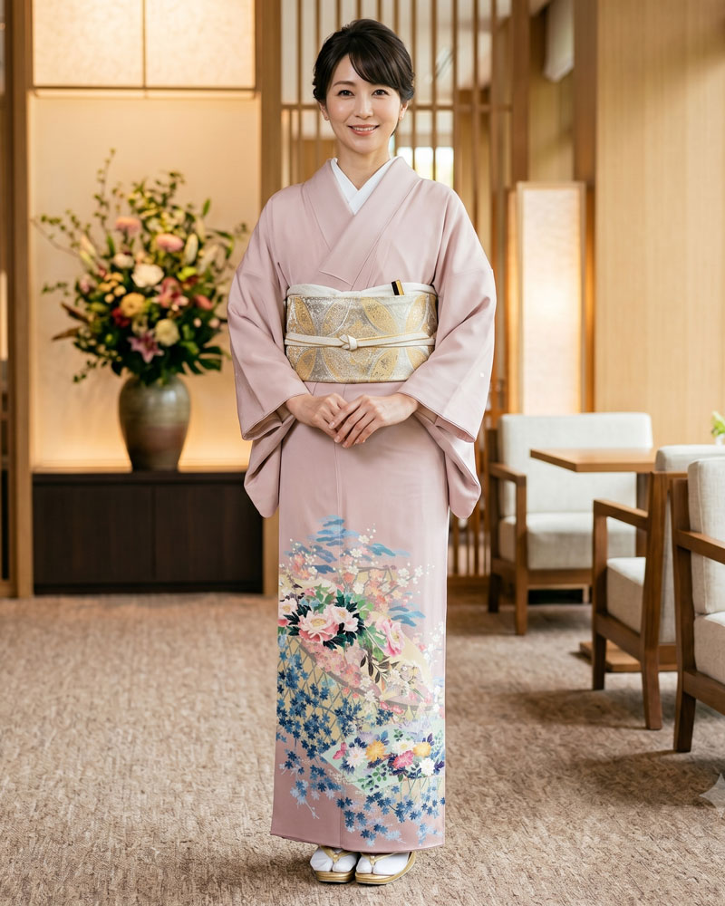 京友禅 – 色留袖レンタル – 薄ピンク