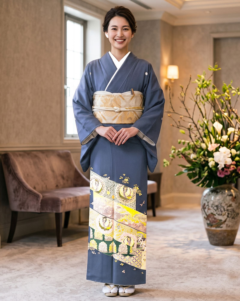 京友禅 – 色留袖レンタル – 紺