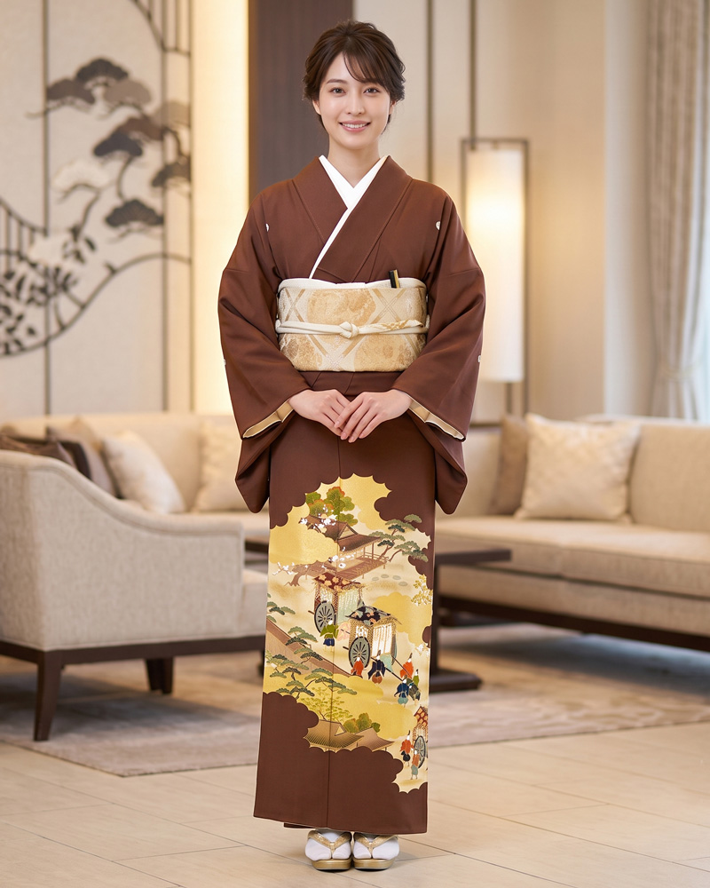 京友禅 – 色留袖レンタル – 茶03