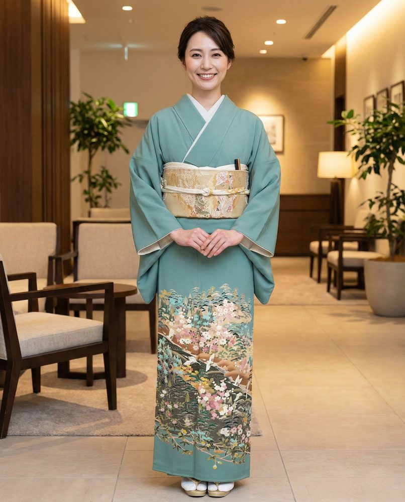 京友禅 – 色留袖レンタル – 緑15