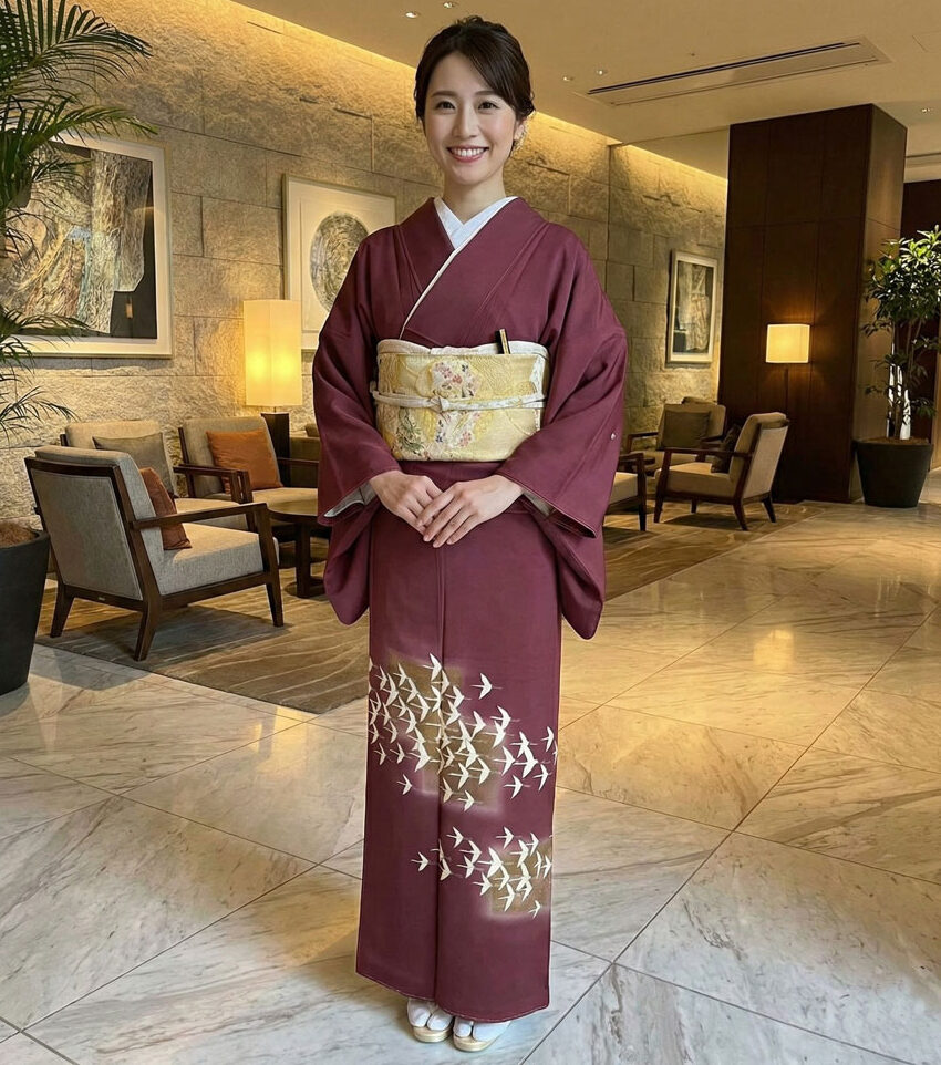 京友禅 – 色留袖レンタル – 臙脂