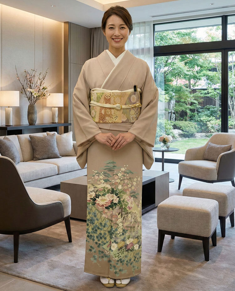 京友禅 – 色留袖レンタル – 茶2