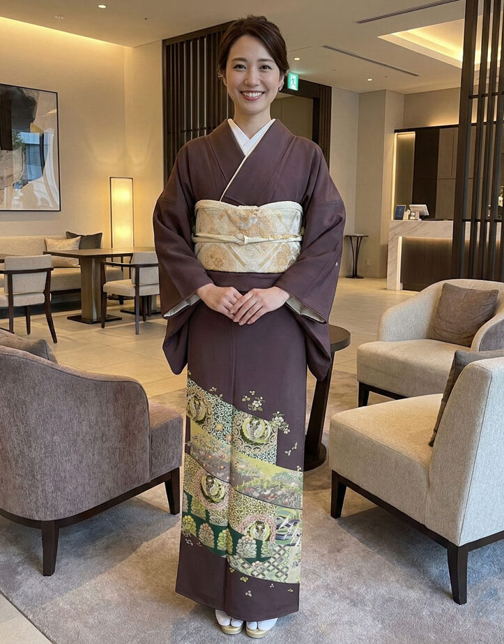 京友禅 – 色留袖レンタル – 茶