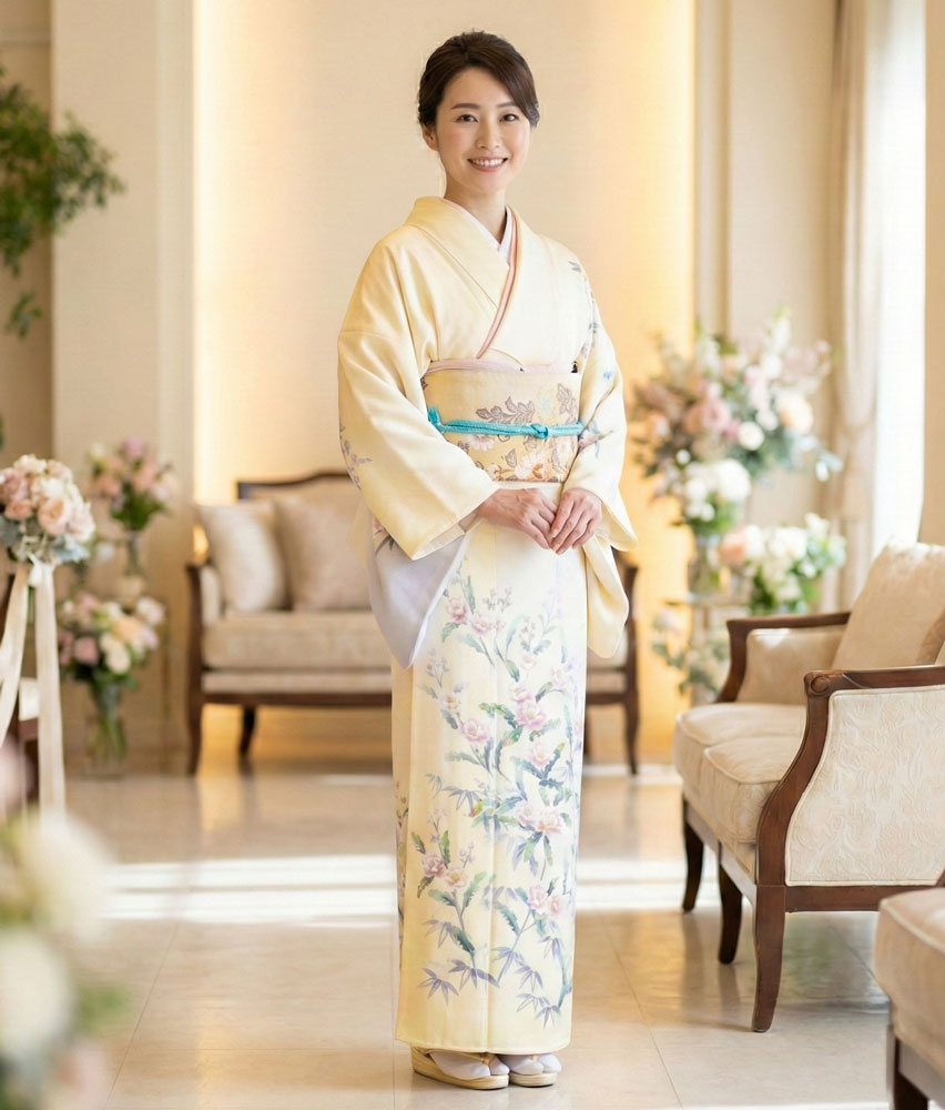 加賀友禅 訪問着 多崎元人『清響』黄