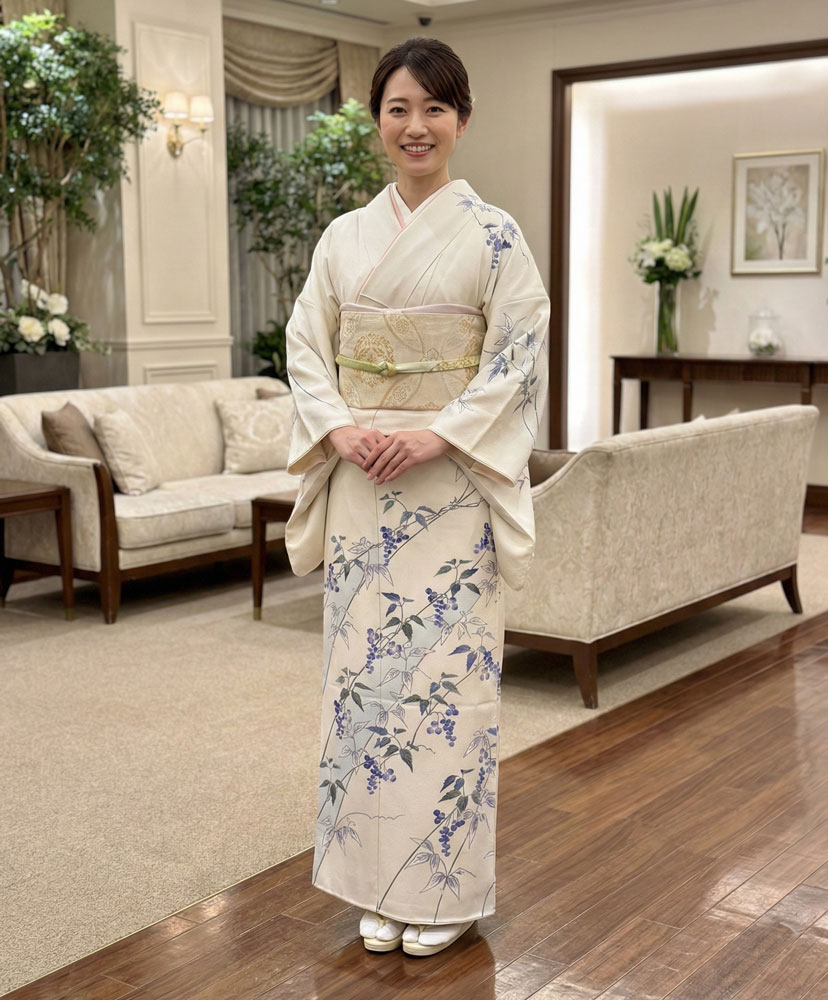 加賀友禅 訪問着 太田昌伸『アケビ』黄