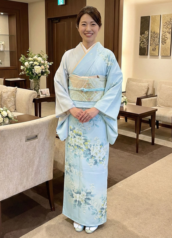 加賀友禅 訪問着 宮野勇造『利休梅』水色