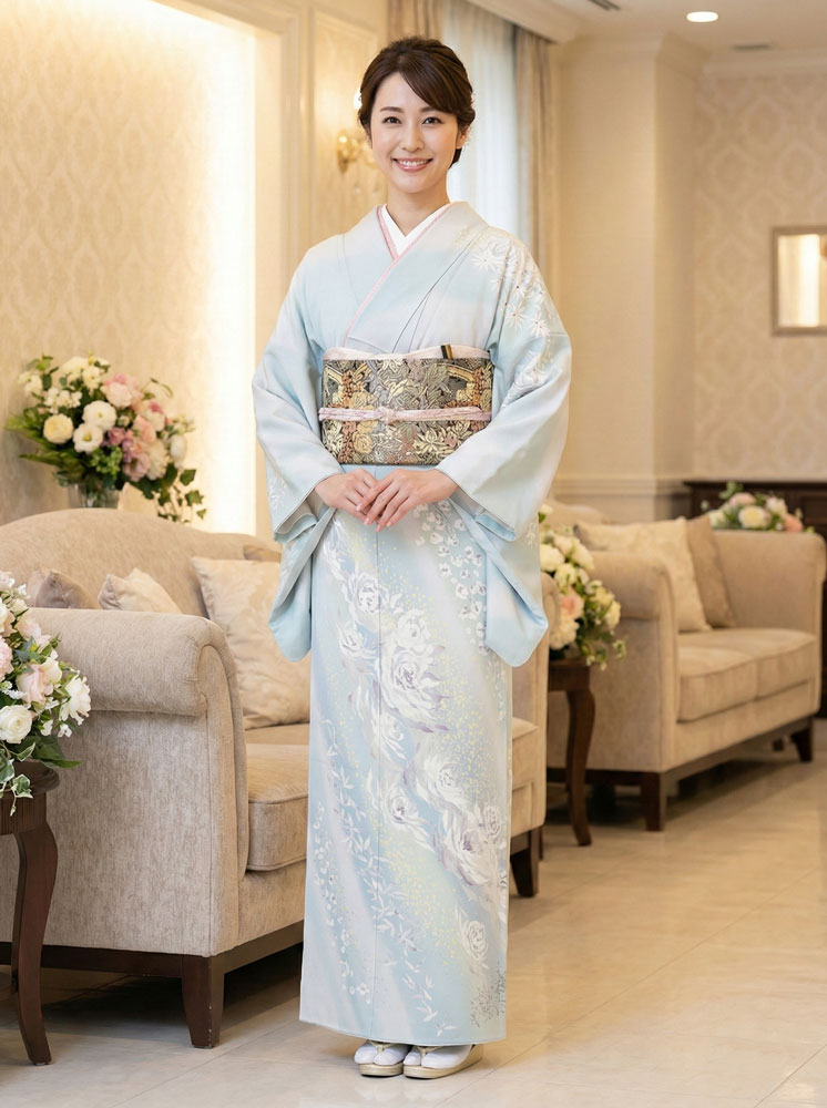 加賀友禅 訪問着 山田武志『星の軌跡』水色