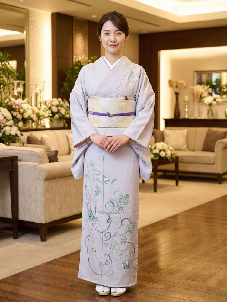 加賀友禅 訪問着 松任いち『きざし』薄紫