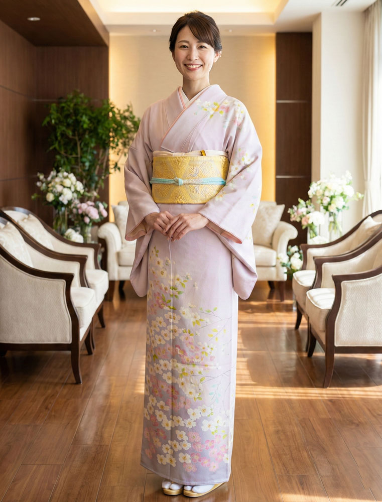 加賀友禅 訪問着 藤村建雄『花水木枝散し』ピンク