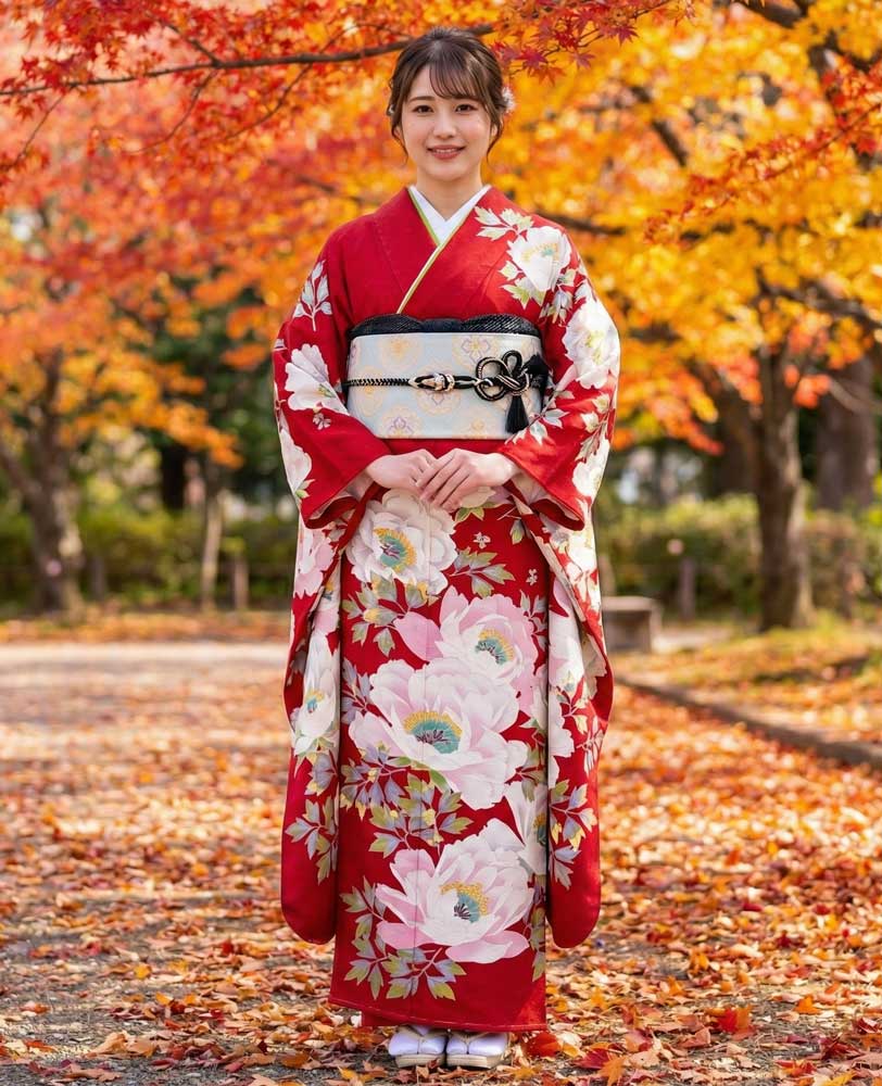 加賀友禅 振袖 藤村建雄『大牡丹』赤