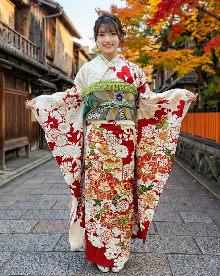 レンタル絞り振袖 – 白17