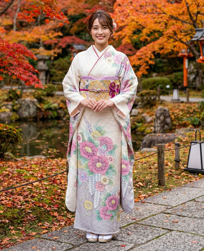 レンタル絞り振袖 – 白02