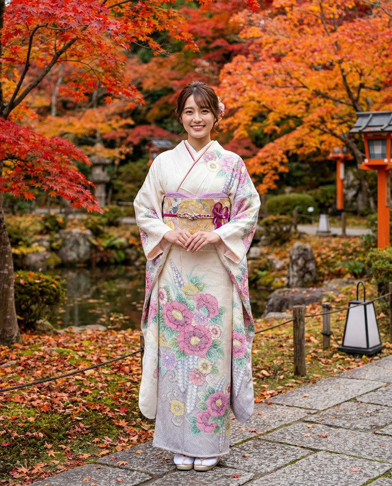 レンタル絞り振袖 – 白02