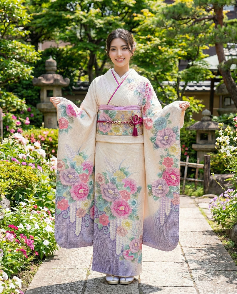 レンタル絞り振袖 – 白03