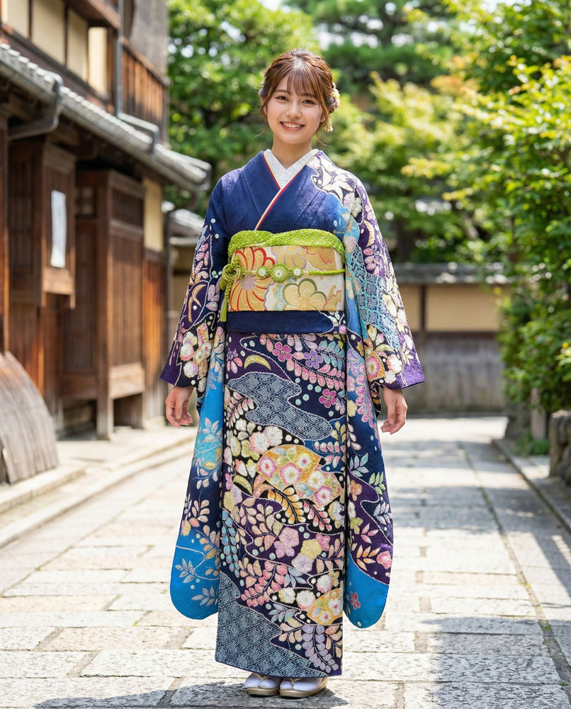 レンタル絞り振袖 – 青02