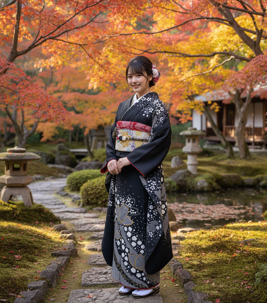 レンタル振袖 – 部分絞り – 黒08