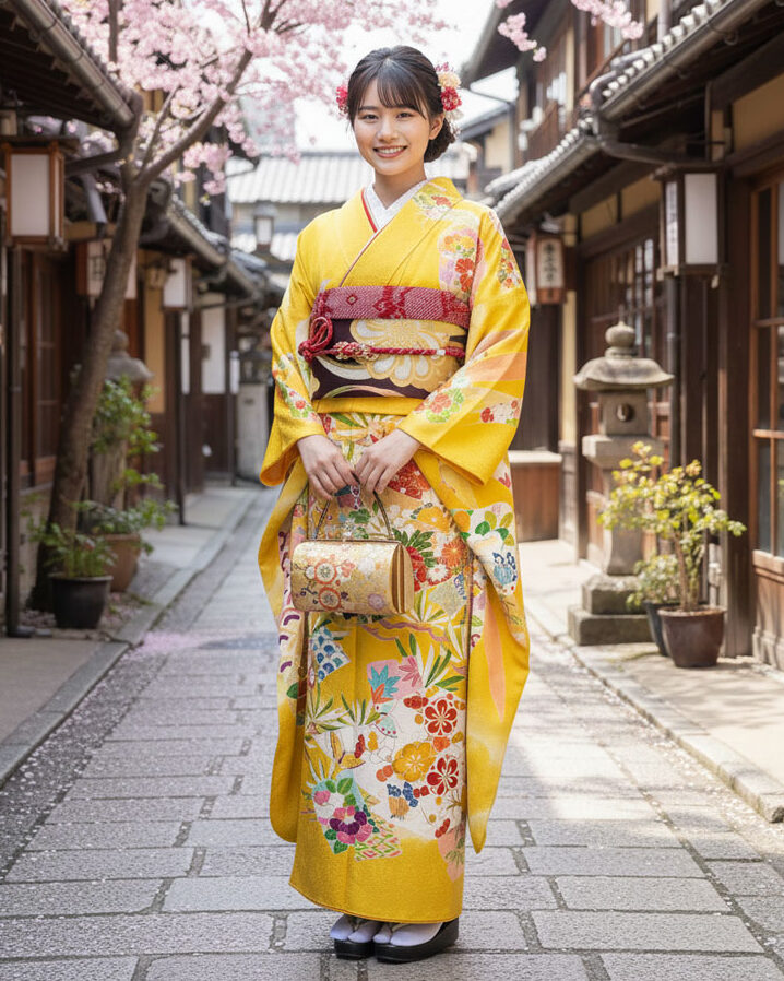 レンタル京友禅振袖 – 黄03