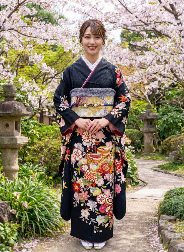 十日町友禅 – 黒04