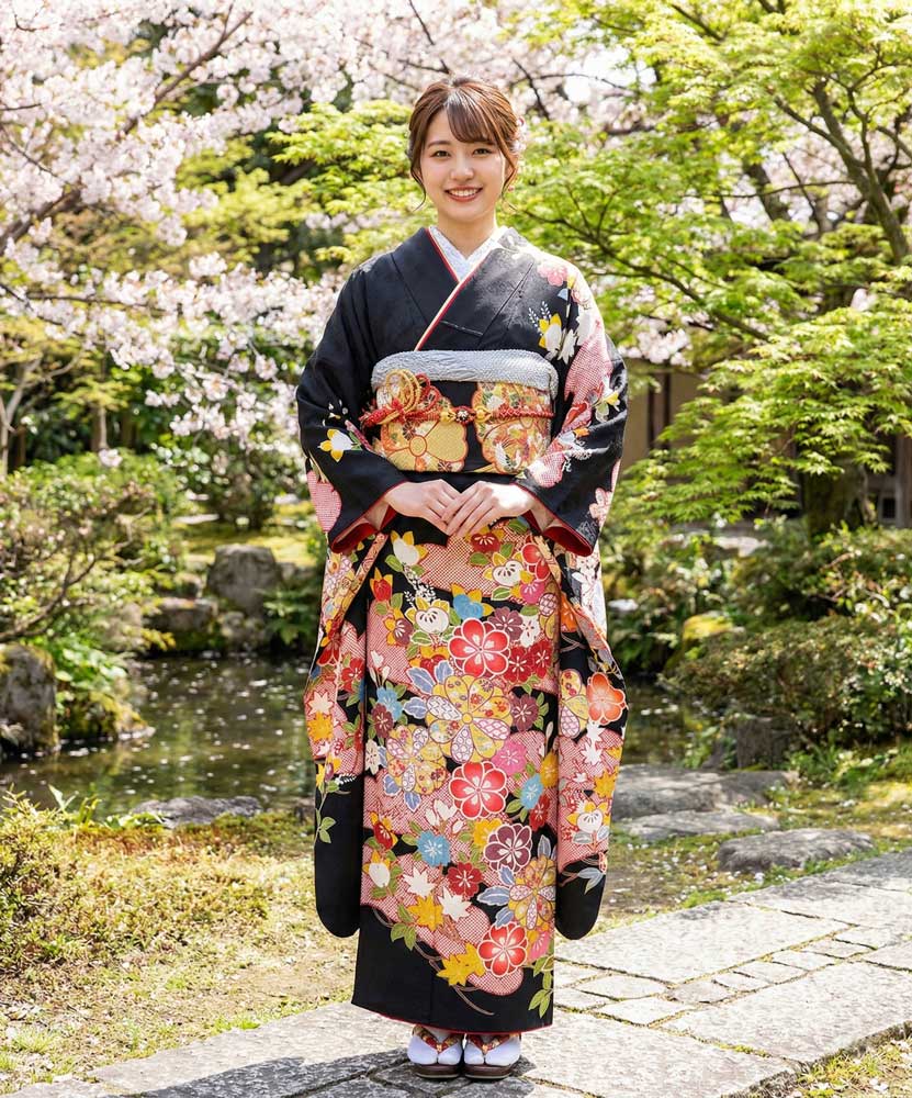 十日町友禅 – 黒03