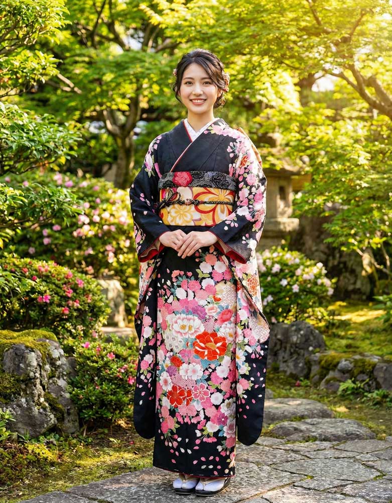 十日町友禅 – 黒01