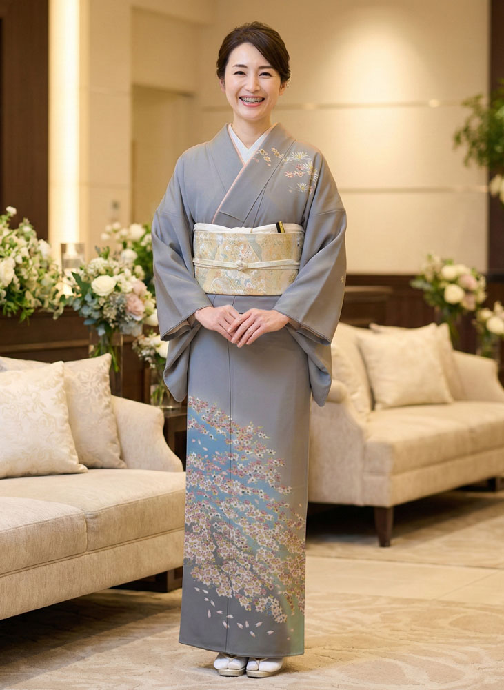加賀友禅 色留袖 杉浦伸『吉野山』グレー