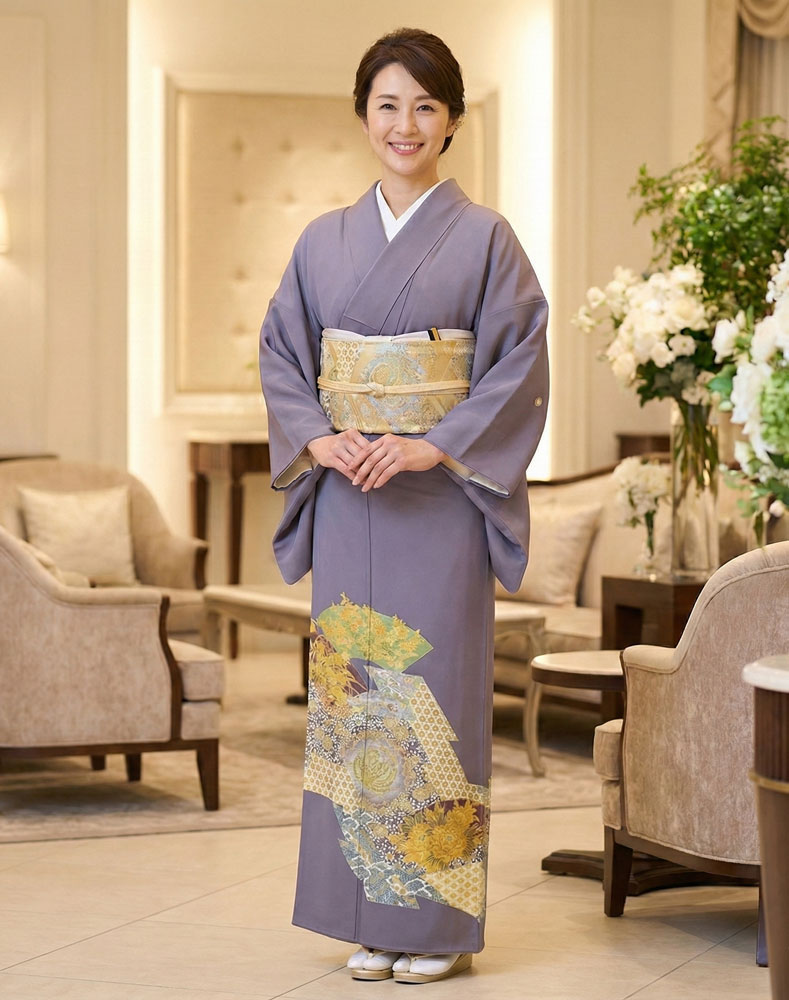 加賀友禅 色留袖 源寛『慶祝』紫