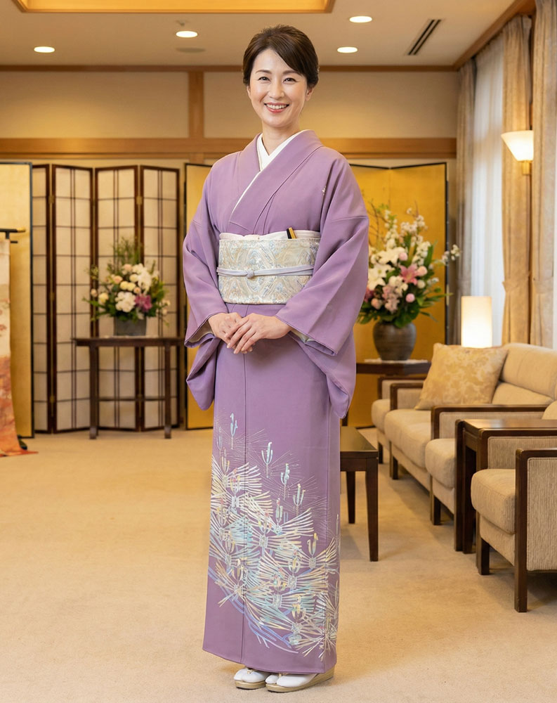 加賀友禅 色留袖 中町博志『萌松』紫