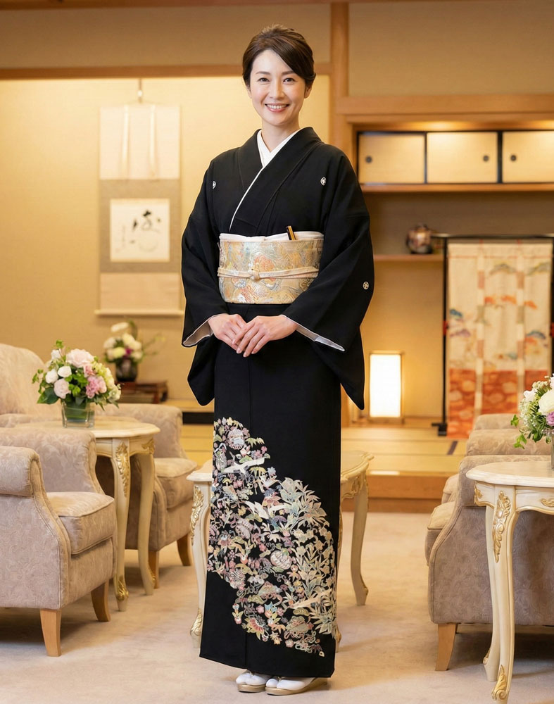 加賀友禅 黒留袖 堂端勉『吉祥宝尽くし松竹梅』