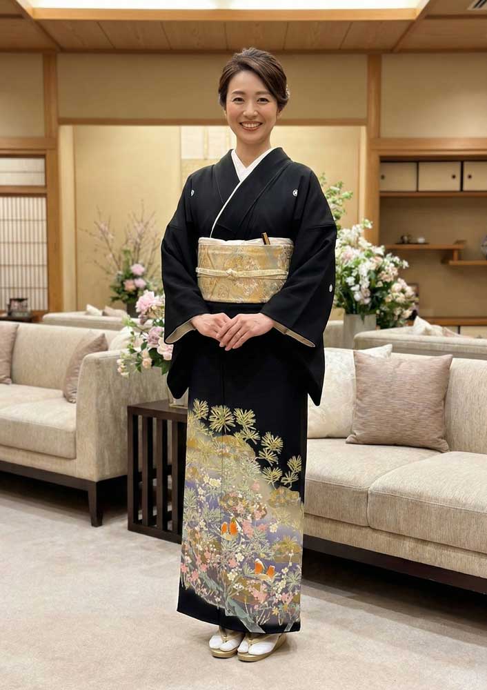 加賀友禅 黒留袖 百貫華峰『小さな松の思い出』