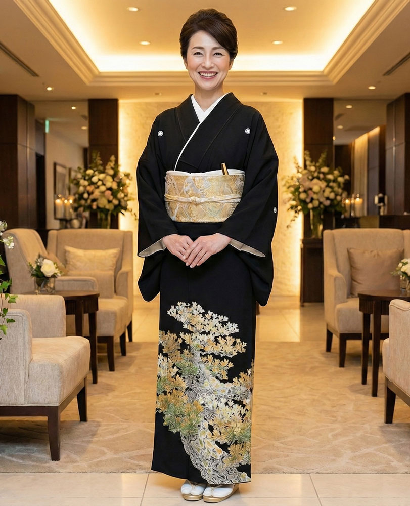 加賀友禅 黒留袖 池田裕『松』