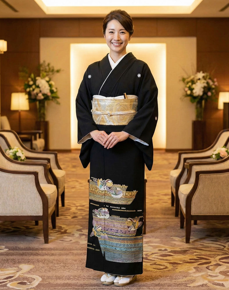 加賀友禅 黒留袖 池田裕『清遊』